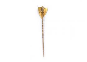Antique diamond set shield stickpin in 15kt yellow gold