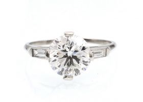 Art Deco 2.03ct round Old European cut diamond solitaire ring