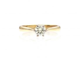 Vintage diamond solitaire engagement ring in 18kt yellow gold