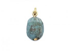 Ancient Egyptian blue faience scarab beetle pendant