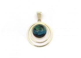 Vintage concentric openwork chrysocolla pendant in 14kt gold