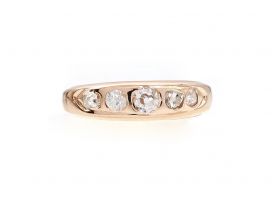Antique five Old Mine cut diamond ring in 18kt rose gold