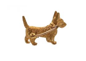 15kt yellow gold Ester dog brooch