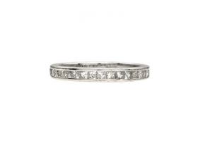 9kt white gold channel set princess cut diamond half eternity ring