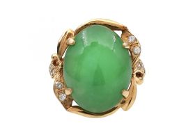 1960s jade and diamond dress ring in 18kt yellow gold