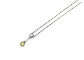 Contemporary diamond and fancy green diamond drop pendant