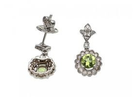 Peridot and diamond floral drop earrings