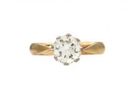 Vintage 1.15ct diamond solitaire engagement ring in 18kt yellow gold
