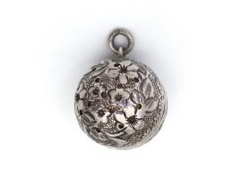 Victorian sterling silver floral pomander pendant