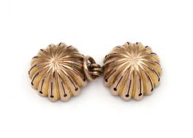 Antique 9kt yellow gold radiating ribbed pomander pendant