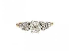 Antique Old Mine cut diamond solitaire engagement ring