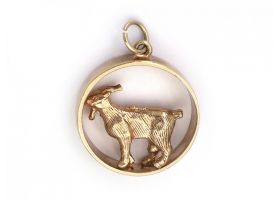 1970s zodiac aries circular openwork pendant in 9kt yellow gold