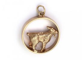 1970s zodiac aries circular openwork pendant in 9kt yellow gold