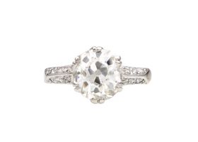 Antique 1.68ct cushion shape Old European cut diamond solitaire ring