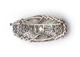 Art Deco multi diamond cut cluster brooch in platinum