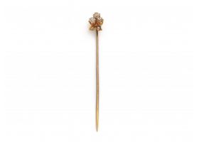 Antique Old Mine cut diamond shamrock stickpin