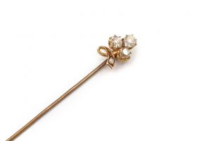 Antique Old Mine cut diamond shamrock stickpin