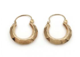 Vintage 9kt yellow gold faceted hoop earrings