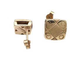 Millennium square chequered stud earrings in 9kt yellow gold