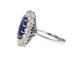 Vintage 3.51ct Burmese sapphire and diamond coronet cluster ring