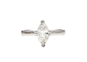 Vintage 0.70ct marquise cut diamond solitaire ring