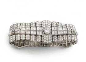 Art Deco diamond panel bracelet in platinum