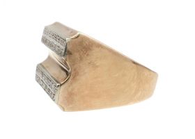 Retro 12kt rose gold and diamond chunky knuckle ring