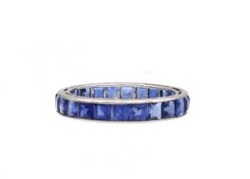Vintage square sapphire full eternity ring in 18kt white gold