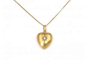 Antique pearl set heart pendant with open locket in gold