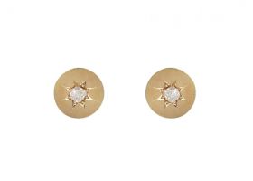 Victorian conversion diamond star disk earrings in 18kt yellow gold
