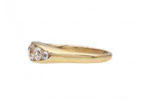 Antique five stone diamond navette ring in 18kt yellow gold