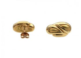 Retro French coffee bean stud earrings in 18kt yellow gold