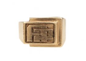 French vintage 'AP' signet ring in 18kt yellow gold