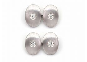 Vintage double oval diamond set cufflinks in platinum