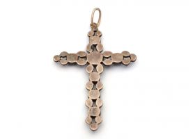 Georgian rose cut diamond silver and yellow gold cross pendant