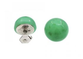 French vintage jade cabochon stud earrings in platinum