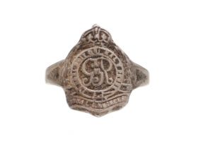 WWII Royal Engineers sweetheart ring in silver