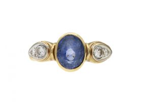 Vintage Giansanti Ceylon sapphire and diamond three stone ring