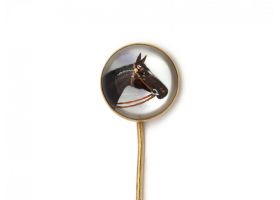 Antique Essex crystal horse head stickpin in yellow gold