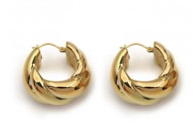 Vintage chunky twist hoop earrings in 14kt yellow gold