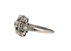Art Deco platinum diamond set horizontal plaque ring