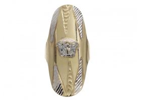 Vintage Medusa shield ring in 14kt white and yellow gold