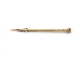 Retro engine turned propelling pencil in 9kt yellow gold