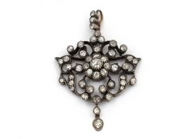 Antique diamond garland pendant in silver on rose gold
