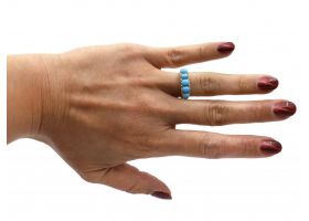 Victorian turquoise five stone carved ring in 18kt yellow gold
