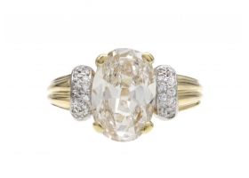 Vintage 2.22ct oval Old Mine cut diamond solitaire engagement ring