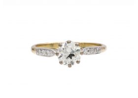 Edwardian 0.62ct round Old European cut diamond solitaire ring