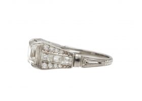 Art Deco 1.71ct Asscher cut diamond solitaire in platinum