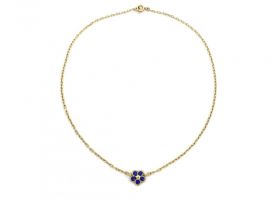 Blue enamel flower chain in 18kt yellow gold