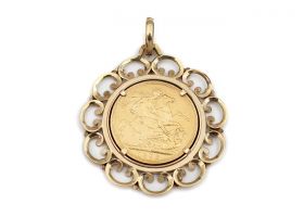 Vintage 1893 half sovereign coin pendant